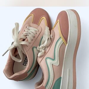 CUCCOO Women's Stylish Pink and Green Sneakers